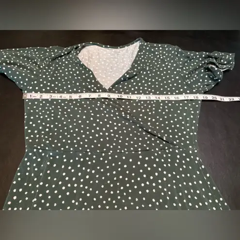 41 Hawthorn Dark Green with Polka Dots Midi Dress size Large White