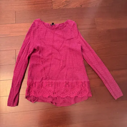 Lucky Brand  Textured Knit Sweater - Rich Burgundy