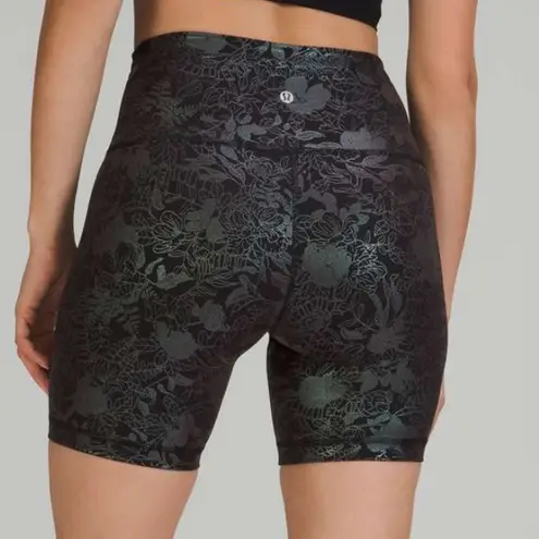 Lululemon Wunder Train High-Rise Short 8" *Foil Logo Flourish Black Iridescent