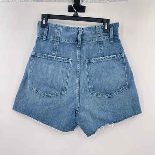 Frame  Darted High Waist Paperbag Shorts Womens Sz 29 Blue Medium Wash Cutoff New