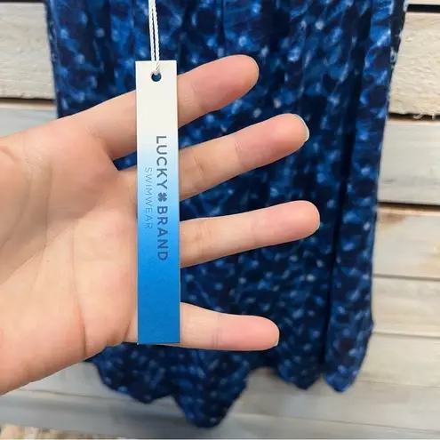 Lucky Brand LK7TF37 Blue Halter Romper Boho Geometric Print Tassel Tie Medium