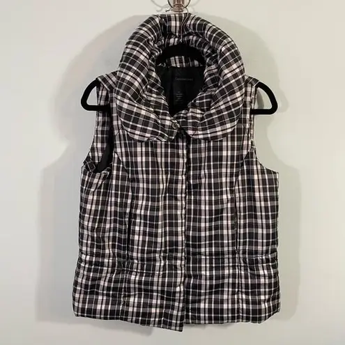 Calvin Klein Jeans  Women's Black/White Plaid Puffer Vest Size M