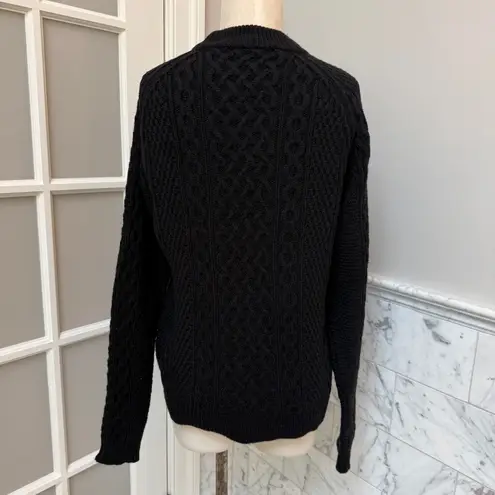Emerson Fry Black Classic Cable Knit Fisherman Sweater Mock Neck Small