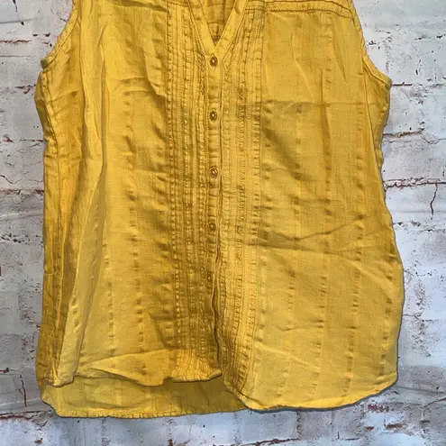 prAna Shirt Womens Small Yellow Nieves Sleeveless Tank Top V Neck Button Front