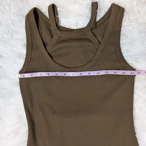 T.LA Ribbed Cutout Bodycon Midi Dress Brown Tank Style Size Small