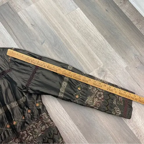 ELCC Vintage Embroidered Taffeta Blazer Jacket Gray Large Button Front