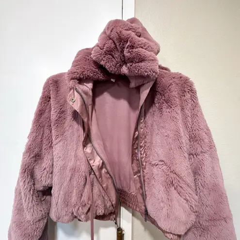 FP Movement Love It Soft Hoodie Pink Faux Fur Jacket XS Free People