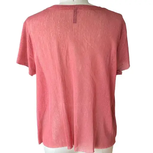 Massini Boho Spice Red Raw Edge Sheer Short Sleeve Bohemian Top ~ Womens Size XL