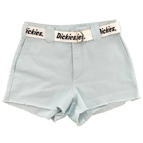 Dickies Womens Shorts Frayed Hem blue White Belt Juniors Sz 0/24