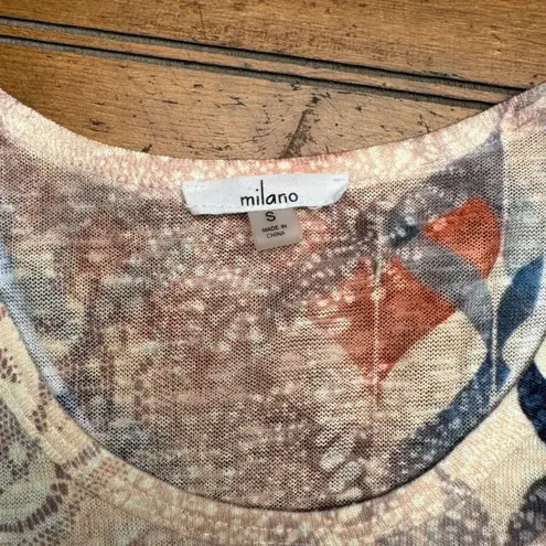 Milano Women's Abstract Print Short Sleeve Top Size S Blue