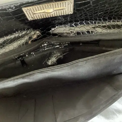 Faux Crock Leather Clutch Gold