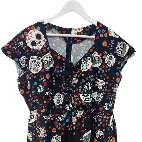 I Hot Plus Size 4XL Black Fit & Flare Dress Skulls Y2K Grunge/Goth