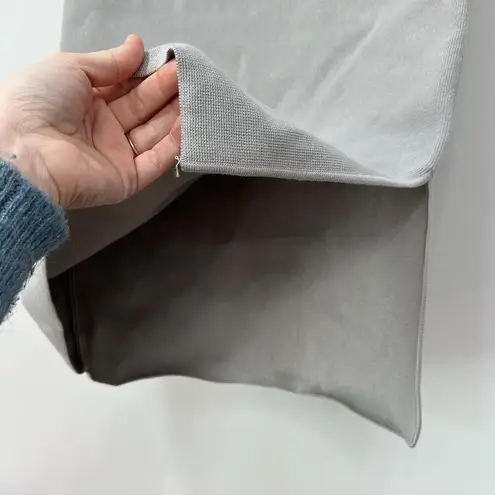 Hugo Boss Womens Knit Skirt Medium Silk Blend Midi Career Stretch Silver Gray