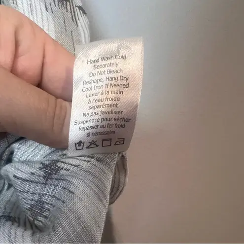 Sigrid Olsen Tunic Blouse Mini Dress Linen Size 1X Gray Tan Yellow Pattern