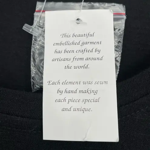 LOGO By Lori Goldstein Logo Lori Goldstein 3/4 Sleeve Black Babydoll Embelished Whimsigoth Tunic Top XS