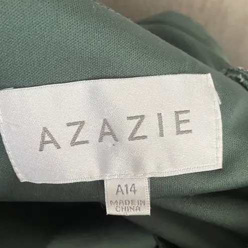 Azazie VERA
Eucalyptus A-Line V-Neck Pleated Mesh Dress Tea Length Size 14