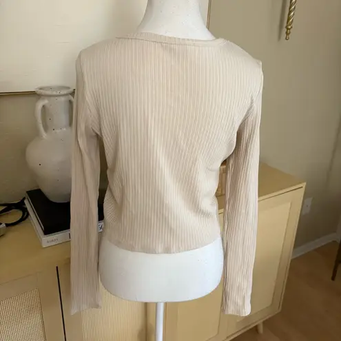 Reformation ‎ Cream Ruby Ribbed Cardigan Size Large thumbnail 3