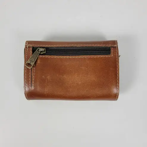 Patricia Nash Vintage  Cametti Womens Wallet Clutch Cognac Brown Leather Trifold