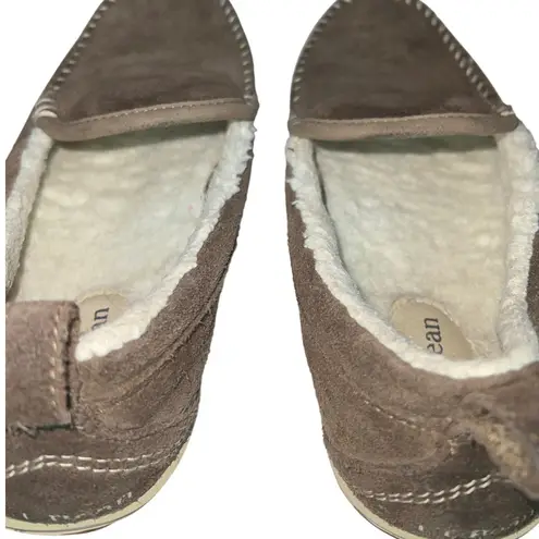 L.L. Bean Mountain Moccasin Slippers Dark Cement Women's Size 8 GUC Brown