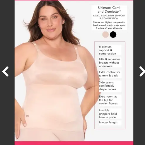 NWT Ruby Ribbon Ultimate Cami Tank Size 44 Smoothing Shaping Solid Black