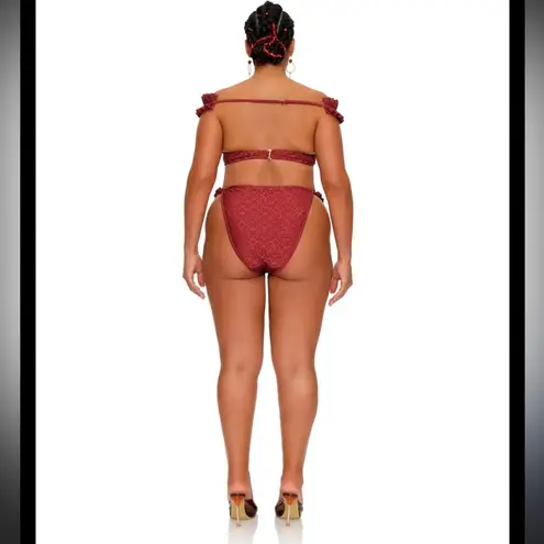 Andrea Iyamah Mulan multi way Bikini set in wine size medium