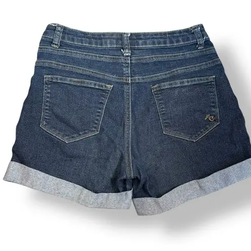 Modcloth  Dark Wash High Waist Cuffed Jean Shorts Button Fly Denim Retro Pinup