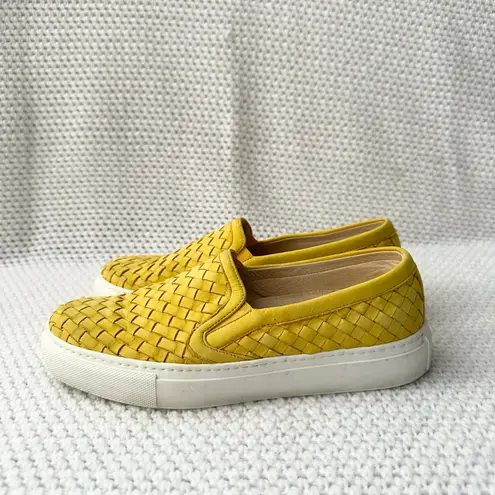 M. Gemi Yellow Leather Handwoven Cerchio Slip On Sneaker White Soles 38.5 Italy Size 7.5