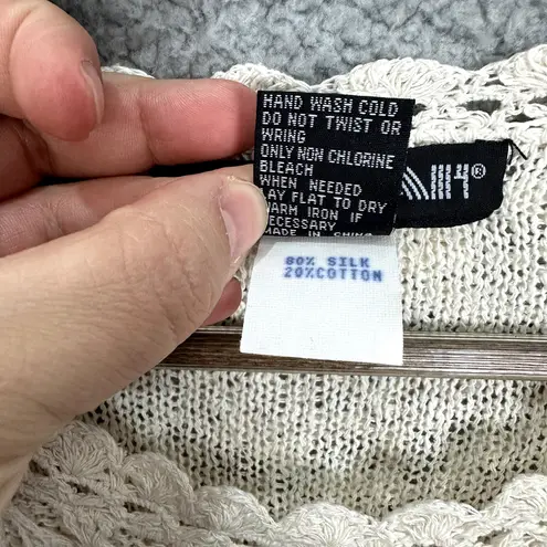 Savannah Top Womens Small Ivory Floral Crochet Silk Cotton Boho Cottagecore Vtg