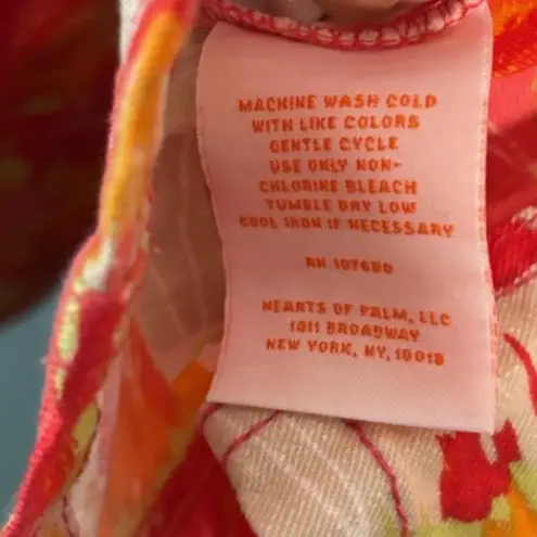 Hearts of Palm Orange Yellow Floral Button Colorful 3/4 Sleeve Jacket Career 14