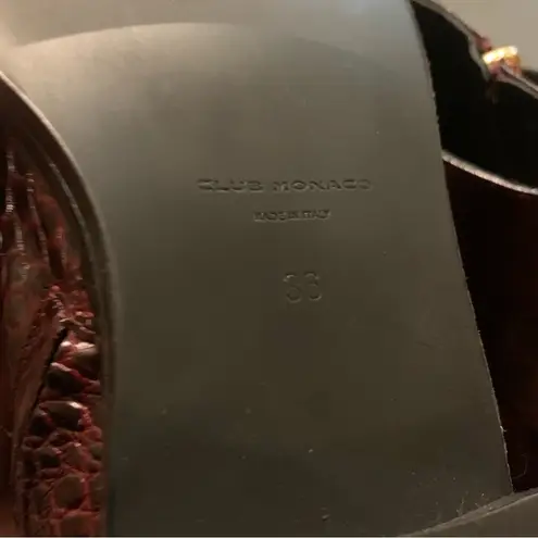 Club Monaco Trycia Dark Burgundy Crocodile Leather Ankle Boots 36 Made In Italy