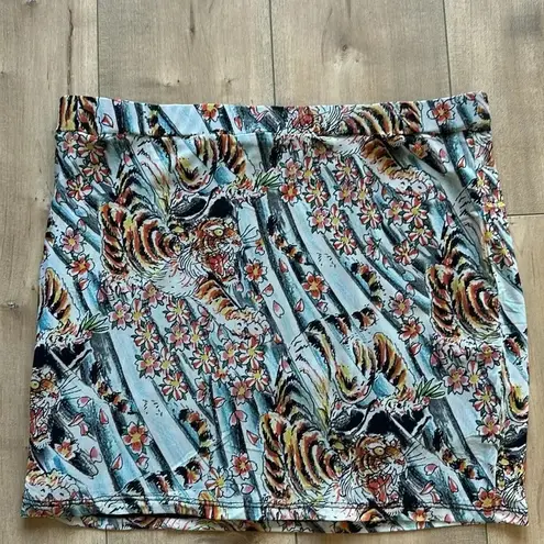 Ed Hardy NWT  Tiger Print Mesh Mini Skirt Sz L