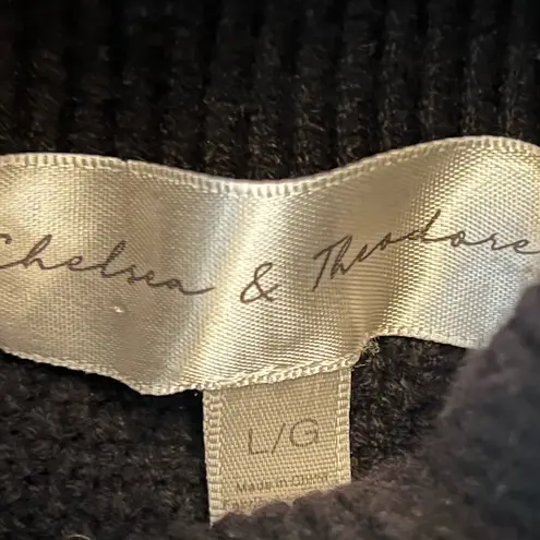 Chelsea & Theodore Black Fringe Boho Western Edy Goth Turtleneck Sweater Size L Size L