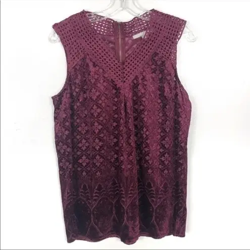 Valerie Stevens Maroon Burn Out Top Size M