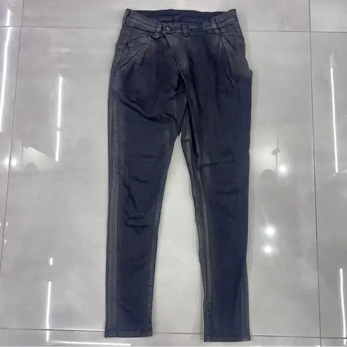 R13 Black Waxed X-Over Jeans