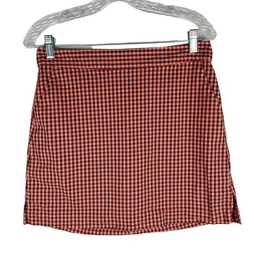 Lady Hagen  Gingham Check Golf Skort 6 Salmon Brown Pockets Skirt Shorts