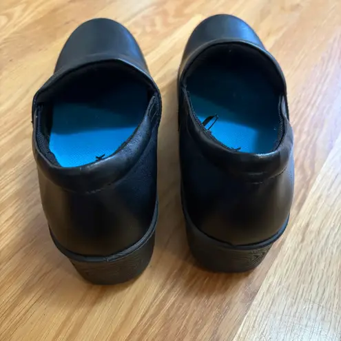 Dr Scholls Shoes Womens 8.5 M Work Clogs Wedge Slip On Black Leather Round Toe