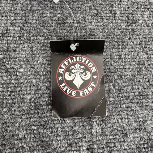 Affliction Womens L Tee White American Customs Rhinestone Distressed Western NEW