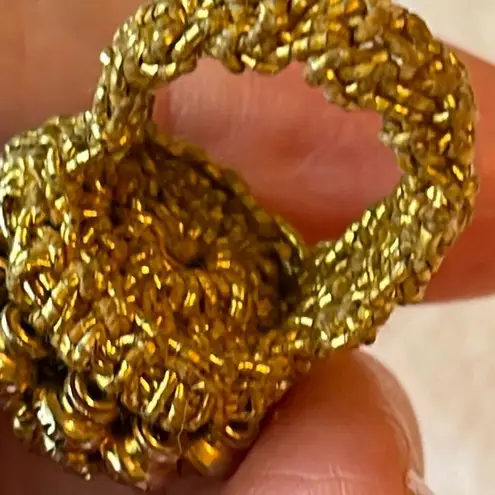 Vintage designer dome ring in black and milky cut glass.