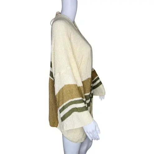 POL  Sweater Womens Large Striped Brown Green Oversized Everyday Basic Neutral