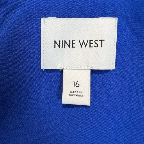 Nine West  Blazer Jacket Womens 16 Blue V-Neck Long Sleeve Office Career Workwear