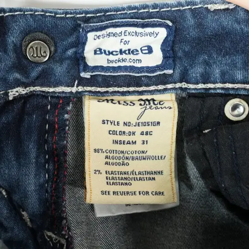 Miss Me  Jegging Jeans Womens 26x30 JE1051GR Skinny Bling Rhinestone Embroidered