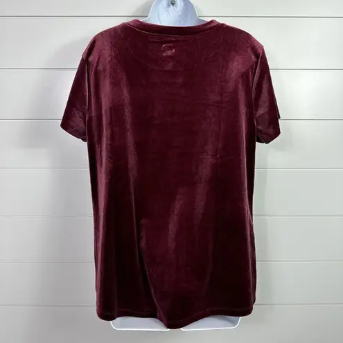 Maurice's  Velour Short Sleeve Crewneck Shirt Wine Red sz XL