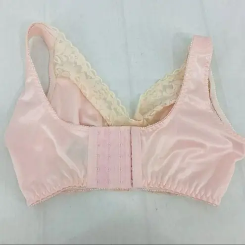 Sheer Shapewear Bra WireFree Pink Pinup Rear Closure Womens Small