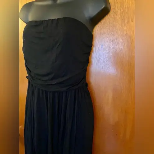 Love j Black High-Low Strapless Dress Size Medium Draped Bodice Casual Chic Look