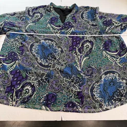 Maggie Barnes Colorful Floral Paisley Pullover 3/4 Sleeve Blouse Size 5X