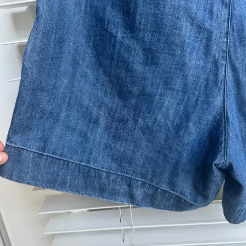 Treasure & Bond Denim Tailored Shorts High Rise Pleated Blue Chambray Size 4