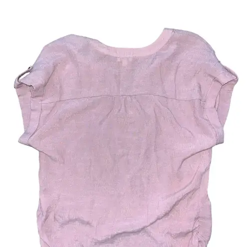 Lily White Womens Medium Short Sleeve Top Roll Up Button Sleeve Boho Cottage