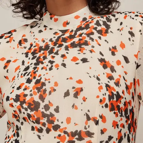 Whistles Orange Mottled Animal Pleated Dress Size 10