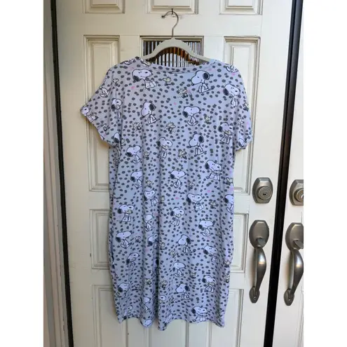 Munki Munki Peanuts Snoopy Print Sleep Shirt Nightgown Pajama Dress Size Large