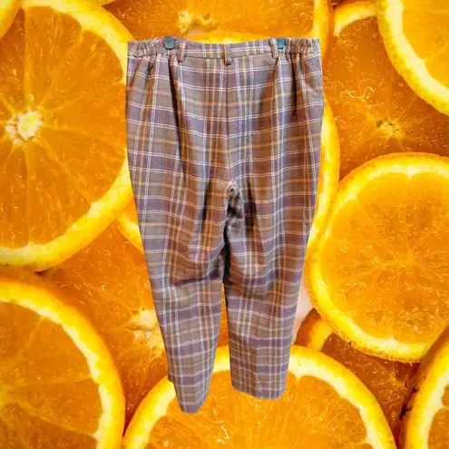 Jessica London Plaid Blazer Pants Suit Set Women 12 Wool Blend Brown Purple